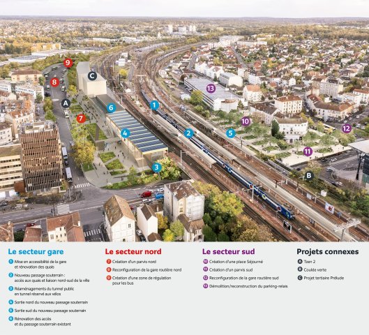 Pôle gare - Plan projeté (Vue d'ensemble)